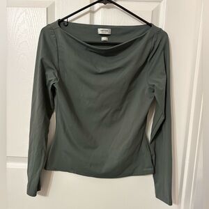 Aritzia Long-Sleeve Boatneck Top in Moss Green